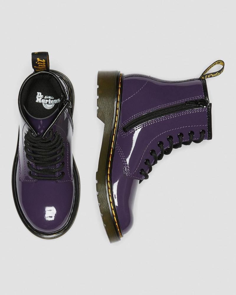 Dr Martens Junior 1460 Lak Læder Snørestøvler Børn Lilla | DK 686EBC